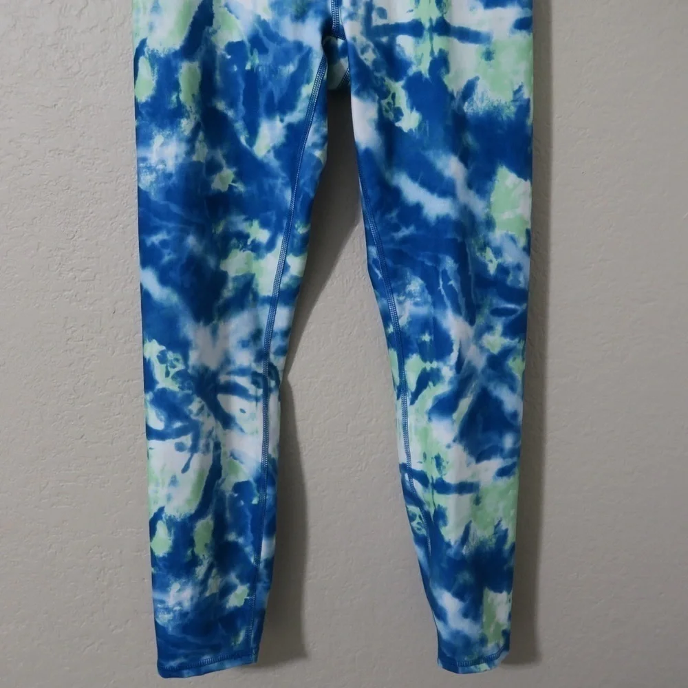 Wildfox Tie Dye Leggings Yoga‎ Workout Full Length Gym Hippie Green Blue